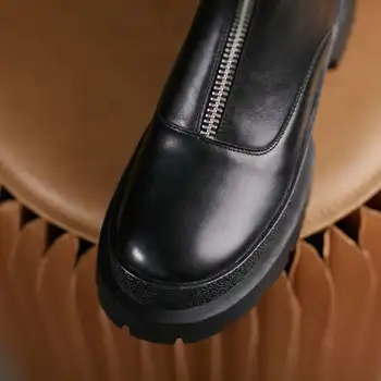Krazing Hrniec pravej kože kolo prst vysokým podpätkom Chelsea topánky Britskej štýle retro tri farby, ručne vyrábané značky členková obuv L16