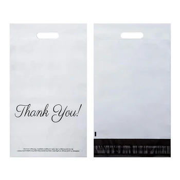 100ks Ďakujeme, že Ste Kuriér Taška Biele Plastové Skladovanie Taška S Rukoväť Prenosného Doprava Poštových Tašiek Express Envelopes Poly Odosielateľov