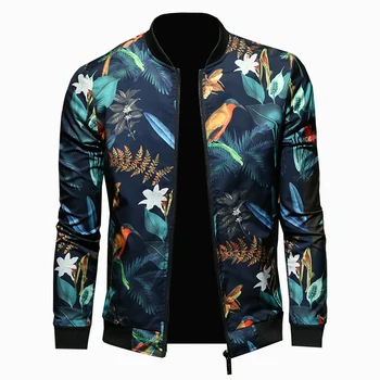 Vysoko kvalitné pánske nové bunda jacket módne nádherné mládež tenké časti kvet bunda, tričko baseball golier slim bunda