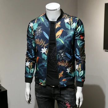 Vysoko kvalitné pánske nové bunda jacket módne nádherné mládež tenké časti kvet bunda, tričko baseball golier slim bunda