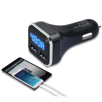 Duálny USB Nabíjačka do Auta 4.8 A Adaptér, LED Displej, Rýchle Nabíjanie Pre iPhone Samsung