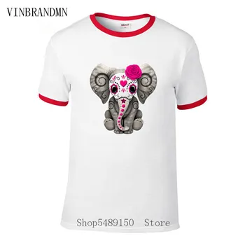 Nové Harajuku Cute Baby Slona T-Shirt Mužov Ružová Deň Zábavné Mŕtvych Cukru Lebky T Shirt Lumbálna Krátky Rukáv Tees Bežné Kawaii Topy