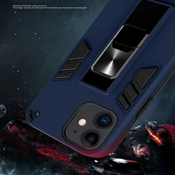 Kovové Neviditeľný Magnetický Držiak puzdro Pre iphone 12 Mi Ni 11 Pro XS Max 8 7 Plus XR X TPU+PC 2 v 1 Proti Pádu Brnenie Kryt