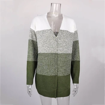 Teplé Farby Patchwork Knitwear Ženy Jeseň Zima Príležitostné Voľné Dlhý Rukáv Pletený Sveter kórejské Oblečenie SJ6801R