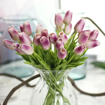 10PCS Umelý Kvet Tulipány Skutočný Dotyk PU Mini Tulipán Falošné Kvety pre Domáce Svadobné Dekorácie Lacné Kvety