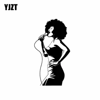 YJZT 7.8*15,3 CM Sexy Spev Dievča Vinylové Nálepky Adavanced Populárny Štýl Čierna/Strieborná Auto Nálepky Zručný Manufucature C20-0404
