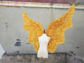 Lesklé zlato zobraziť perie krídel T-stupňový model pódium ukazuje krídla strany výkonu ukazuje, rekvizity cosplay fotografie zobraziť prop