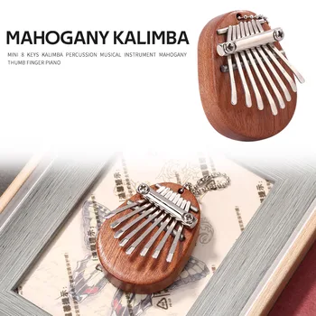 Mini 8 Tlačidiel Kalimba Bicie Hudobné Nástroje, Mahagónové Drevo Palec, Prst Klavír Afriky Sanza Mbira