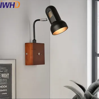 IWHD Uhol Nastaviteľné Rameno Sconce LED Nástenné Svietidlo S vypínačom Železa Moderné Nástenné Svietidlá Domov Osvetlenie Dreva Osvetlenie Schodov