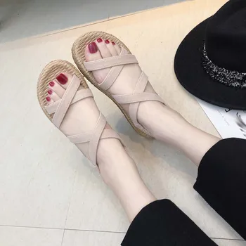 SAGACE Žien Byt S Krížové Popruhy Otvorené Prst Sandále 2019 Duté Elastické Papuče Dámy Topánky Sexy vysokokvalitné Letné Topánky