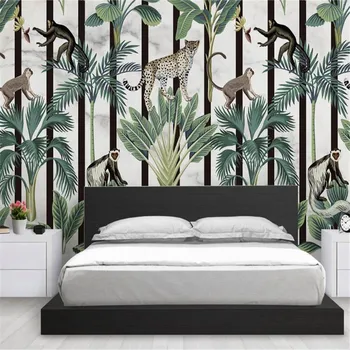 Milofi ručne maľované tropickom dažďovom pralese zvierat veľkú nástennú maľbu, tapety, spálne, obývacia izba pozadí na stenu