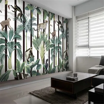 Milofi ručne maľované tropickom dažďovom pralese zvierat veľkú nástennú maľbu, tapety, spálne, obývacia izba pozadí na stenu