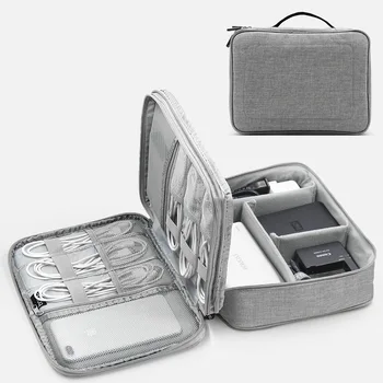 Multifunkčné Dvojvrstvové Elektronika Príslušenstvo Úložný Box Prenosný Cestovné Digitálne Gadgets Organizátor Taška pre USB Dátový Kábel