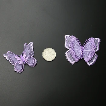 Double - layer Organdy Motýľ Patch Handričkou Publikované 3D Výšivky Obtlačky Svadobné Šaty Headdress Dekorácie