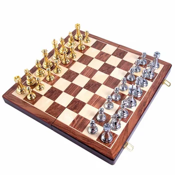 Stredoveké Šach S Vysokou Kvalitou Šachovnici Zlato, Striebro Šachové Figúrky Magnetické Stolová Hra Šach Obrázok