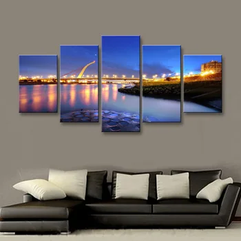 5 kusov high-definition tlače most Svetlá mesta plátno olejomaľba plagát a wall art obývacia izba obrázok PL5-220