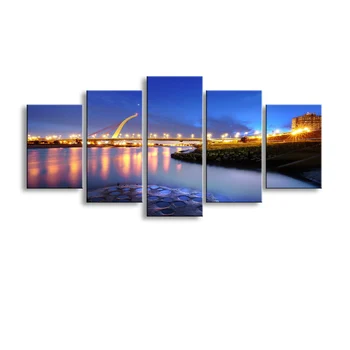5 kusov high-definition tlače most Svetlá mesta plátno olejomaľba plagát a wall art obývacia izba obrázok PL5-220