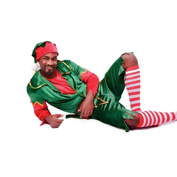 Farebné oblečenie, dlhé rukávy, Vianočné oblečenie, Vianočné starý muž dal, dospelých mužov strán výkon, elf oblečenie a ponožky