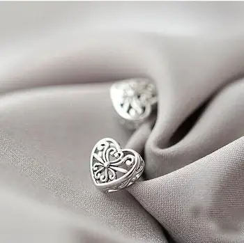 925 Sterling Silver Šperky Roztomilý Duté Srdca Náušnice pre Ženy, Náušnice, Módne Šperky Brincos Doprava Zadarmo