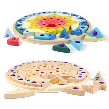 Drevené Skladačky Puzzle Jedinečný Mandala Tvarované Puzzle S Diamantmi & Klenoty DIY Slnečnice Hádanky Vzdelávacie Hračky Pre Deti,