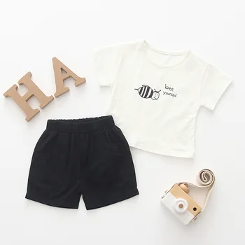 2019 Letné Baby Boy Oblečenie Novorodenca Bee Dieťa Chlapec Oblečenie Bavlnené Krátke tričko+Nohavice Detské Oblečenie Sady Batoľa Oblečenie Dievčatá