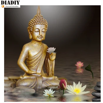 DIADIY DIY Diamond Maľovanie Cross Stitch Buddha Lotus Vyšívanie Domova Plný Drahokamu Mozaiky 5D Diamond Výšivky