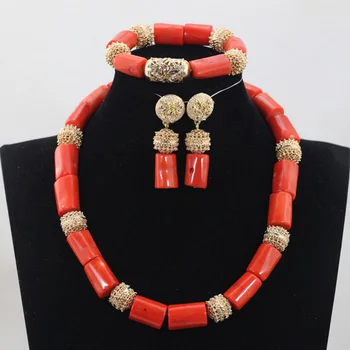Dubaj Kvalitu Pôvodnej Coral Perličiek Vyhlásenie Náhrdelníky Náušnice, Náramok Šperky Set Ženy Šperky Zadarmo ShippingABH227