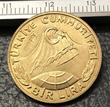 1981 Turecko 1 Líry 22k pozlátené presná Kópia Mince