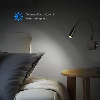 KHLITEC 3W LED Nástenné svietidlo Krytý Sconce Lampa na Čítanie Svetlo Gooseneck Flexibilné Potrubie Lampa Spálňa led nástenné svietidlo pre deti, prístelky Domov