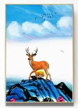 Nordic Tvorivé Abstraktné Krajiny Elk Vtákov, Dekoratívne Maľby, Spálne, Obývacia Izba Frameless Maľby Nástenné Plátno Plagát