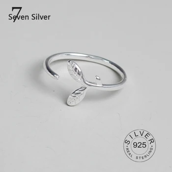 Skutočné 925 sterling silver prst prstene pre ženy necháva otvoriť Trendy jemné Šperky Veľké Nastaviteľné Starožitné Krúžky Anillos