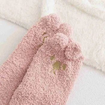 Načechraný Ženy Ponožky Srdce Mačka Zime Teplé Žena Ponožky Vianočný Darček Legrační Zviera Domov Poschodí Ponožky Posádky Ponožky