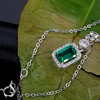 Nový príchod S925 Šterlingov klasického štýlu emerald rez Náhrdelník na darček
