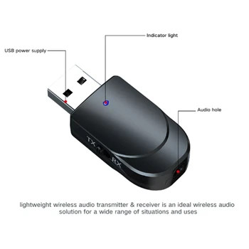 Horúce TTKK Bluetooth 5.0 Audio Prijímač, Vysielač 3 v 1 Mini 3,5 mm Jack AUX, USB Stereo Hudby Adaptér Bezdrôtovej siete pre TELEVÍZNE Auto, PC Hea