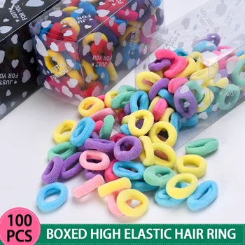 Box 100ks/veľa detí krásne malé vlasy krúžok gumička krúžok dievčatko vlasy príslušenstvo elastický hladký šev lano