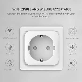 Smart plug Wifi 16A EÚ Moc montior S Smart Home Wifi Bezdrôtové pripojenie Zásuvky Zásuvky Pracuje S Alexa Domovská stránka Google SmartLife Ap