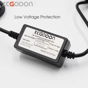 XCGaoon Auta DC Converter Modul 12V 24V 5V 2A s mini USB Kábel ( Zakrivené Vľavo ), Low Voltage Protection Dĺžka Kábla 3,5 m