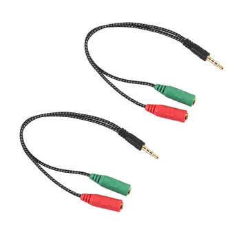 Kábel kábel Adaptéra 2 V 1 Splitter 4 Pól 3,5 mm o Slúchadlo Headset 2 zásuvkový Konektor pre Slúchadlá, Mikrofón, o Kábla 3 pól pre PC