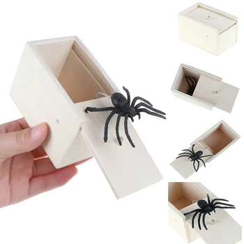 1 ks Drevených Žart Spider Vydesiť Box Prípade Prekvapenie Hračka Strany Prospech April Fool ' s Day Zábavné Vydesiť Box Spider Strašidelné vzdelávania