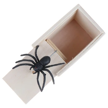 1 ks Drevených Žart Spider Vydesiť Box Prípade Prekvapenie Hračka Strany Prospech April Fool ' s Day Zábavné Vydesiť Box Spider Strašidelné vzdelávania