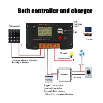 Solárny Panel Regulátora Fotovoltaických elektrární, Radič 10A pre Lead-Acid Battery Controller