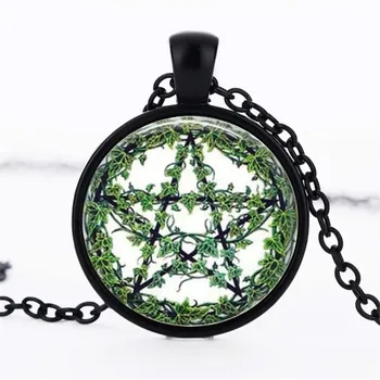 Osobnosti Pentagram Strom Zelený Vinič Krištáľové Sklo Prívesok Náhrdelník Šperky