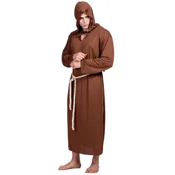 SNAILIFY Stredoveké Hnedé Mních Šaty, Kostým pre Mužov Náboženské Mních Tuck Cosplay Dospelých Halloween Party Oblečenie