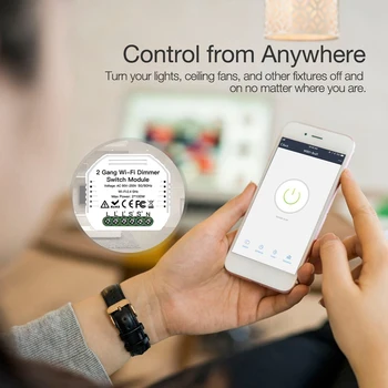 2 Gang DIY WiFi Smart 2 Cestu Svetla LED Stmievač Modul Prepínača Inteligentný Život/Tuya APLIKÁCIU Diaľkové Ovládanie Práce s Alexa Google