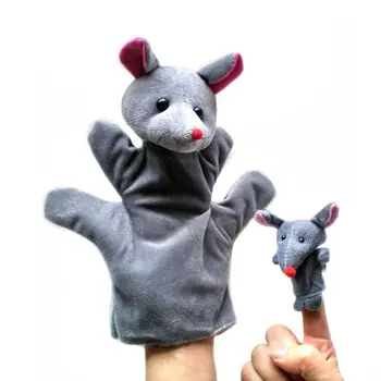 2 ks/ set/veľa, Rodič myši ruku bábku a dieťa myši prst bábkové ako súbor, plyšové hračky, doprava zdarma t