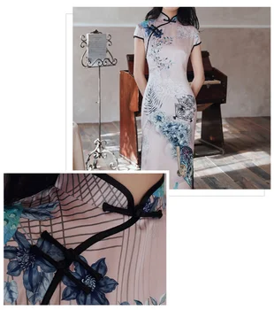 Ženy Dlho Čínsky Štýl Cheongsam Šaty 2020 Nové Módne Slim Qipao Tlač Ventilátor Kvetinový Elegantné Party, Ples Šaty Veľké Veľkosti 4XL