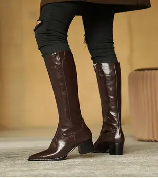 2020 žien cowhide kožené jeseň/zima trendy rytier topánky