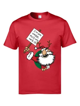 Naughty Santa T Košele A Šťastný Nový Rok Okolo Krku Bavlnenej Tkaniny Ulice T Normálne Tričko Krátky Rukáv Topy T Shirt Pre Mužov