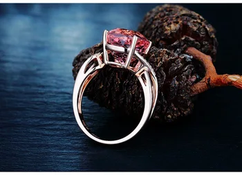 Hainon Luxusné Svadobné Zásnubný Prsteň s Ružovým Rakúskej Kubický Zirkón Nové Módne Rose gold color Dámy Prst Prsteň, Šperky