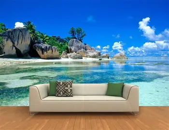 Vlastné 3d fotografie tapety nástenná maľba obývačková stena nálepky coconut tree morské scenérie 3d obraz 3d nástennú maľbu, tapety na steny 3d